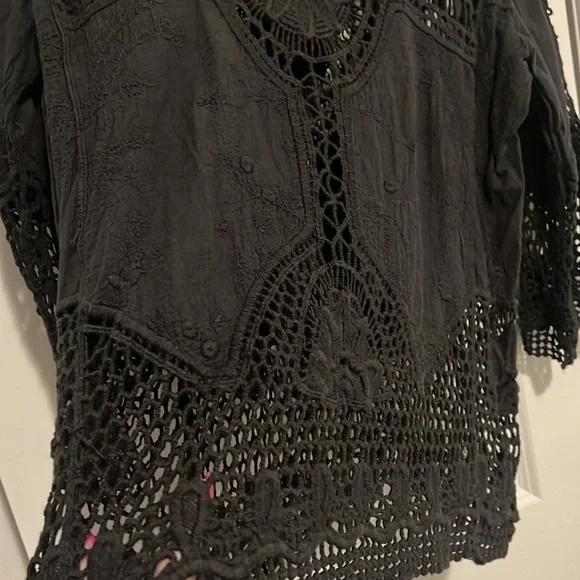 Taylor & Sage size Medium Crochet Black Too Hippie Goth 70’s Style Cute - Picture 4 of 6